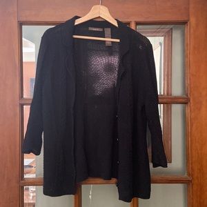 Black Knit Cardigan Cover-up Sweater 100% Cotton